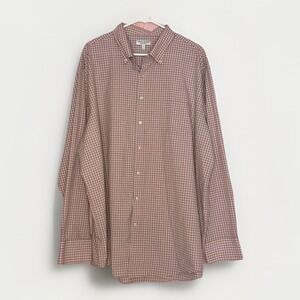 Men Peter Millar Shirt XXL Summer Comfort Orange White Gingham Performance Sport
